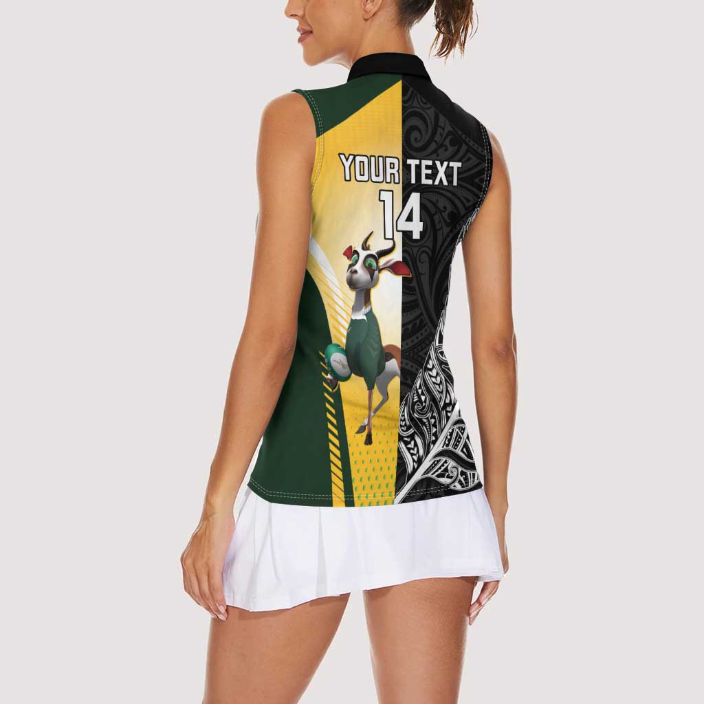 New Zealand and South Africa Rugby Custom Women Sleeveless Polo Shirt Maori Silver Fern Springbok Together - Aussie Hoodie