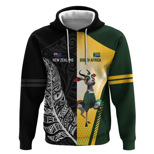 New Zealand and South Africa Rugby Custom Zip Hoodie Maori Silver Fern Springbok Together - Aussie Hoodie