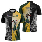 New Zealand and South Africa Rugby Custom Zipper Polo Shirt Maori Silver Fern Springbok Together - Aussie Hoodie