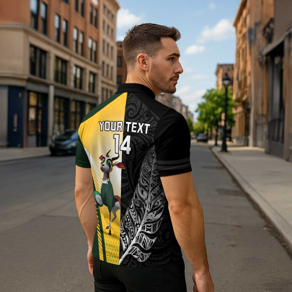 New Zealand and South Africa Rugby Custom Zipper Polo Shirt Maori Silver Fern Springbok Together - Aussie Hoodie