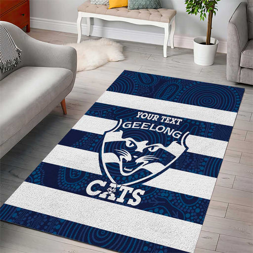 AFL Cats Football Custom Area Rug Geelong Proud Indigenous Art - Aussie Hoodie