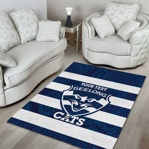AFL Cats Football Custom Area Rug Geelong Proud Indigenous Art - Aussie Hoodie