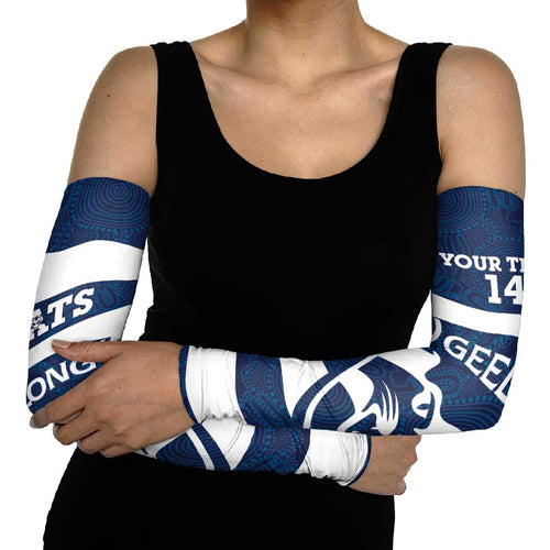 AFL Cats Football Custom Arm Sleeves Geelong Proud Indigenous Art - Aussie Hoodie