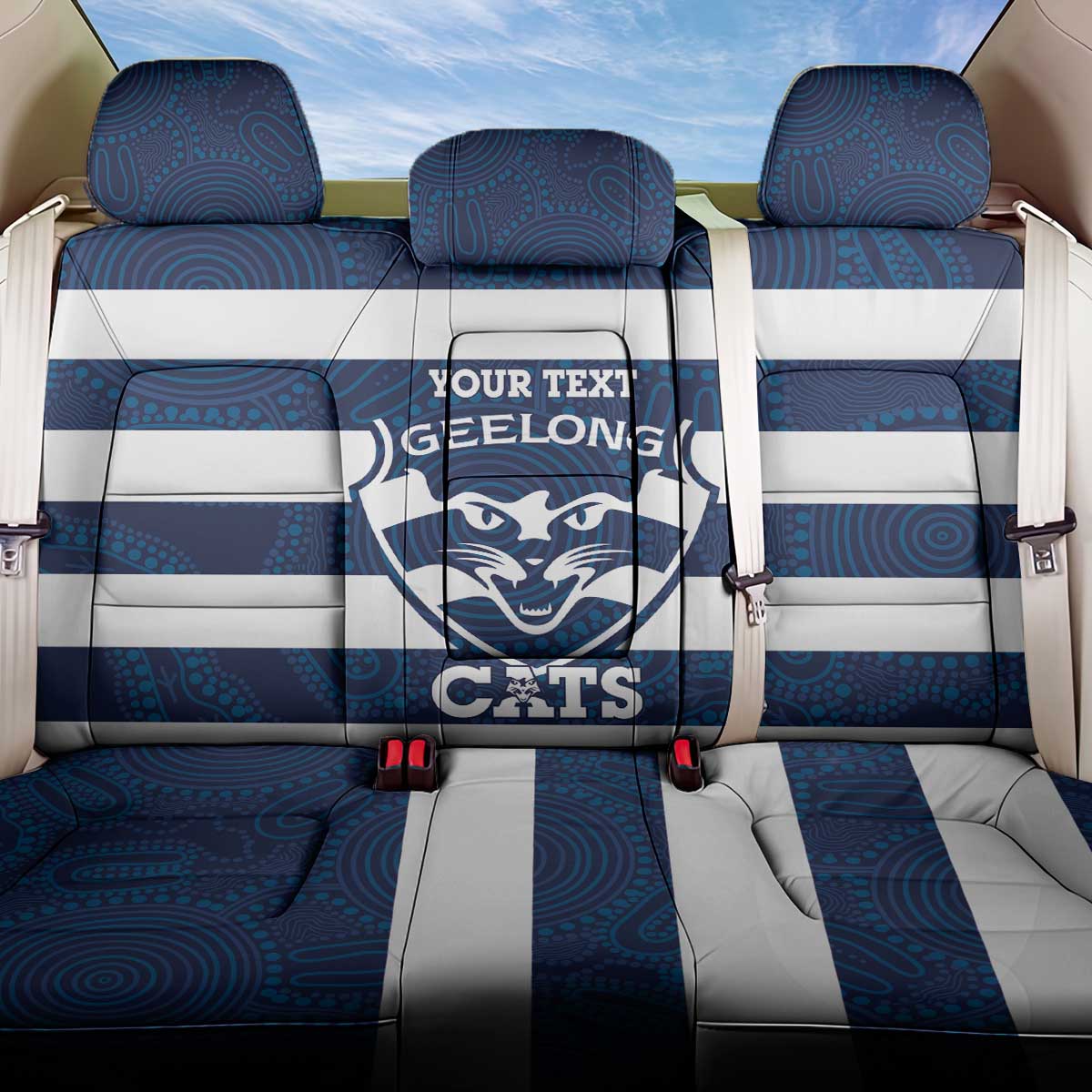 AFL Cats Football Custom Back Car Seat Cover Geelong Proud Indigenous Art - Aussie Hoodie