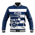 AFL Cats Football Custom Baseball Jacket Geelong Proud Indigenous Art - Aussie Hoodie