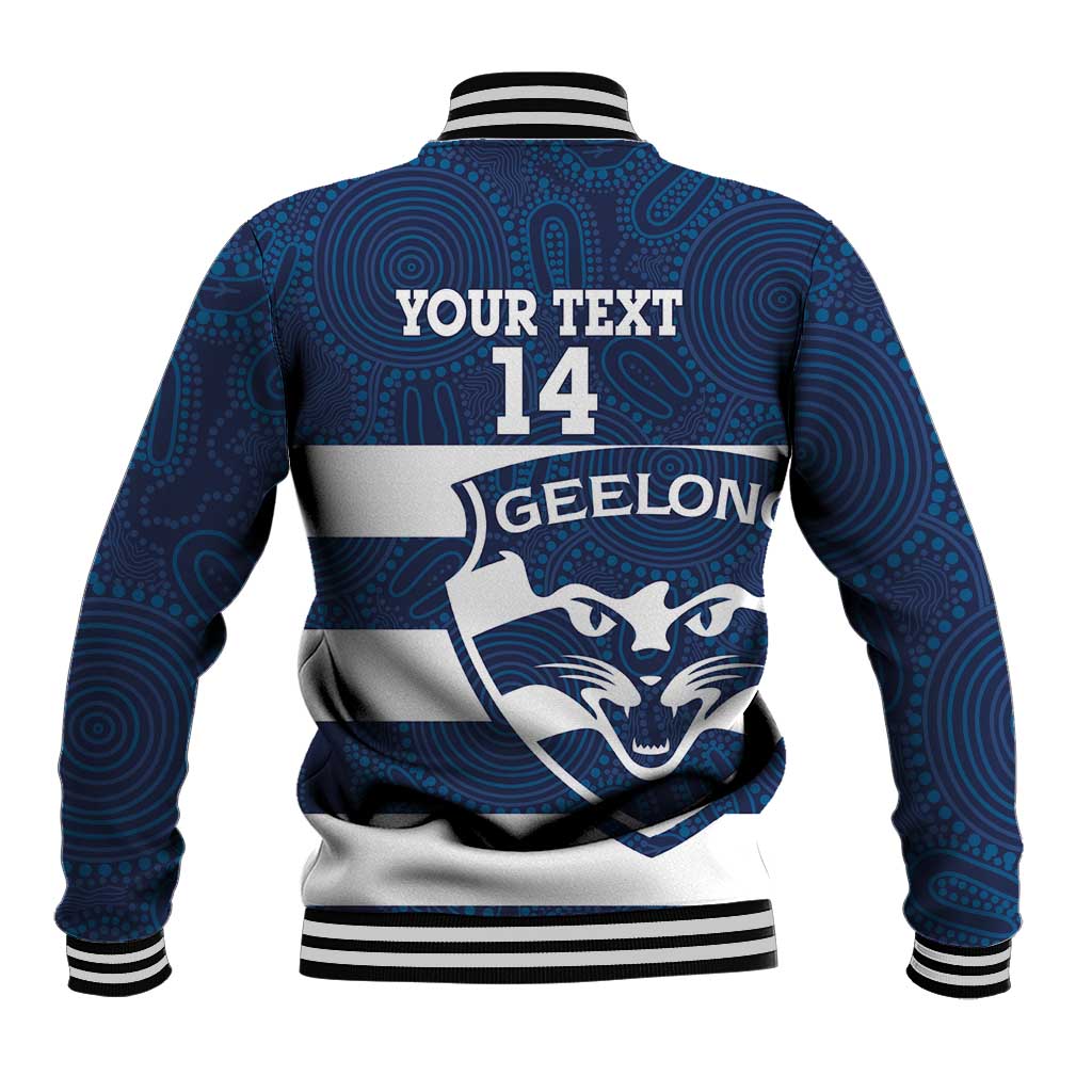 AFL Cats Football Custom Baseball Jacket Geelong Proud Indigenous Art - Aussie Hoodie