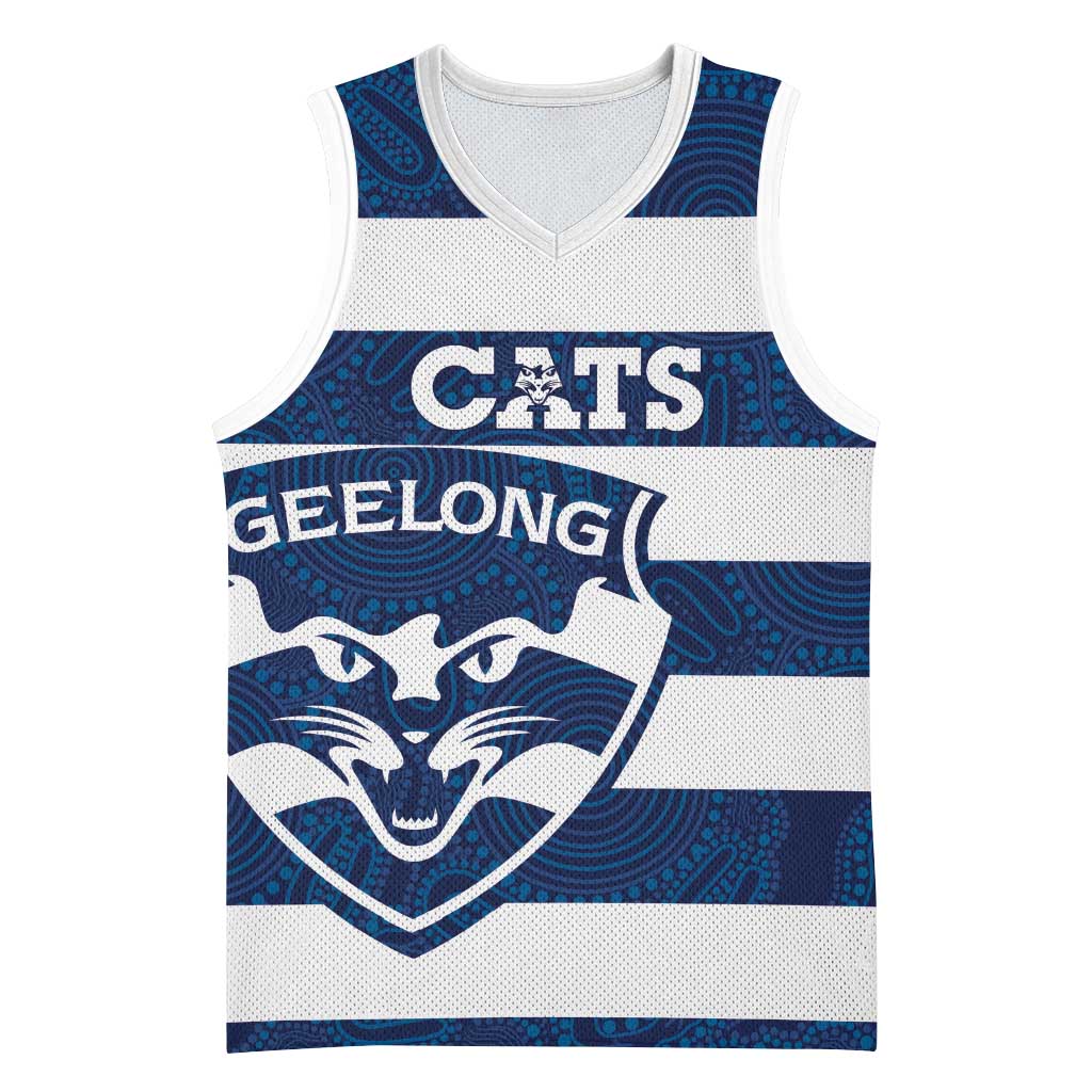 AFL Cats Football Custom Basketball Jersey Geelong Proud Indigenous Art - Aussie Hoodie