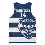 AFL Cats Football Custom Basketball Jersey Geelong Proud Indigenous Art - Aussie Hoodie