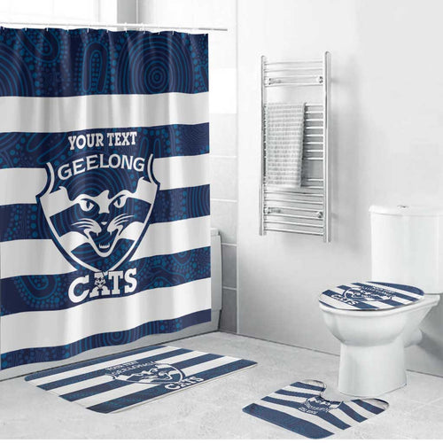 AFL Cats Football Custom Bathroom Set Geelong Proud Indigenous Art - Aussie Hoodie