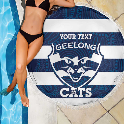 AFL Cats Football Custom Beach Blanket Geelong Proud Indigenous Art - Aussie Hoodie