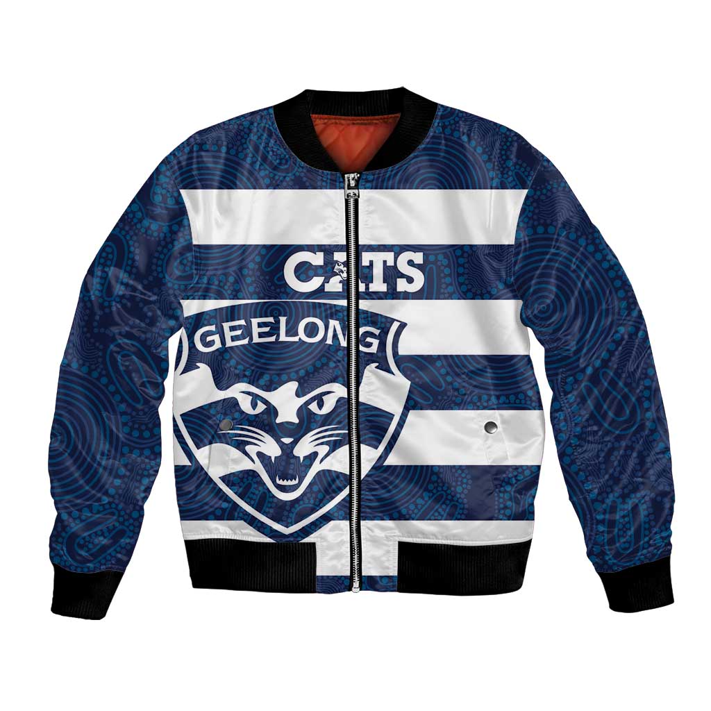 AFL Cats Football Custom Bomber Jacket Geelong Proud Indigenous Art - Aussie Hoodie