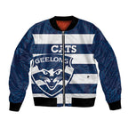 AFL Cats Football Custom Bomber Jacket Geelong Proud Indigenous Art - Aussie Hoodie