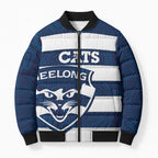 AFL Cats Football Custom Bomber Puffer Jacket Geelong Proud Indigenous Art - Aussie Hoodie