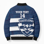 AFL Cats Football Custom Bomber Puffer Jacket Geelong Proud Indigenous Art - Aussie Hoodie