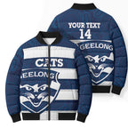 AFL Cats Football Custom Bomber Puffer Jacket Geelong Proud Indigenous Art - Aussie Hoodie