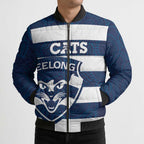 AFL Cats Football Custom Bomber Puffer Jacket Geelong Proud Indigenous Art - Aussie Hoodie