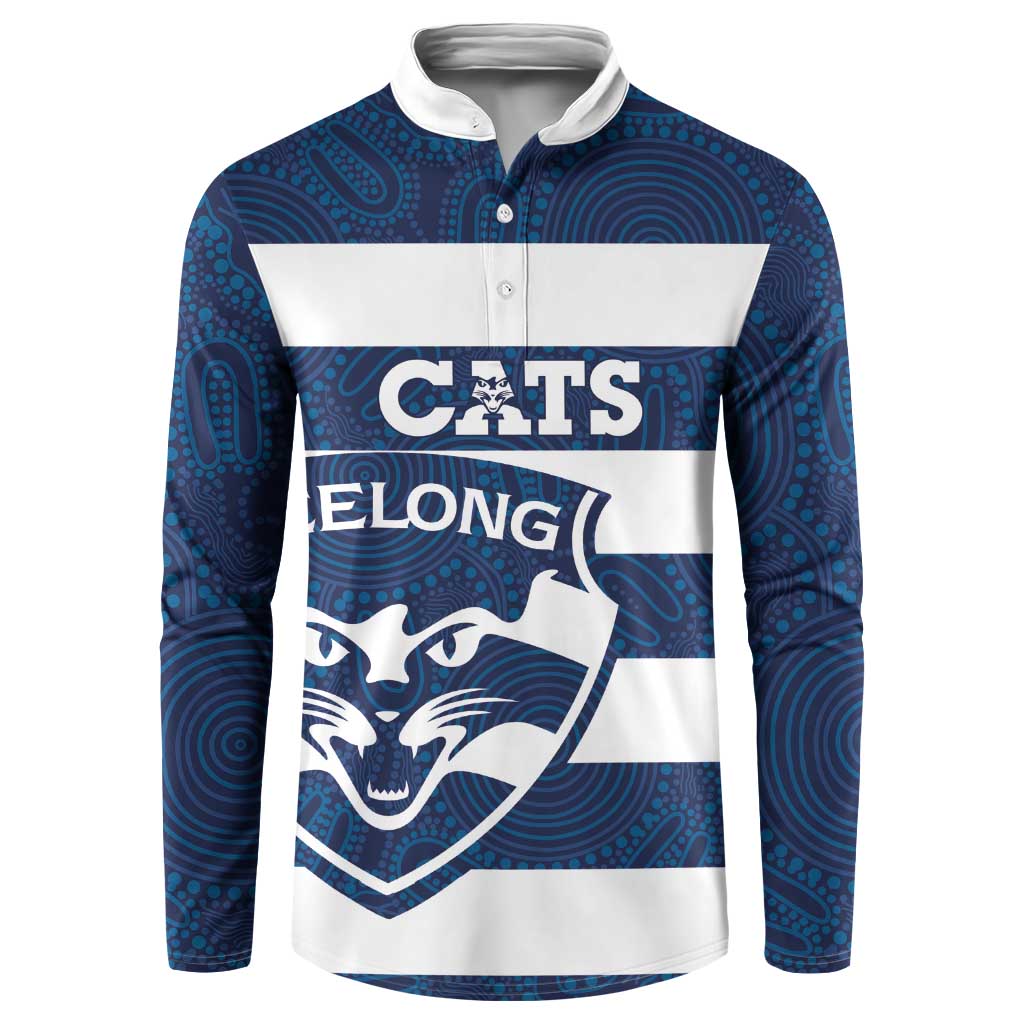 AFL Cats Football Custom Button Sweatshirt Geelong Proud Indigenous Art - Aussie Hoodie