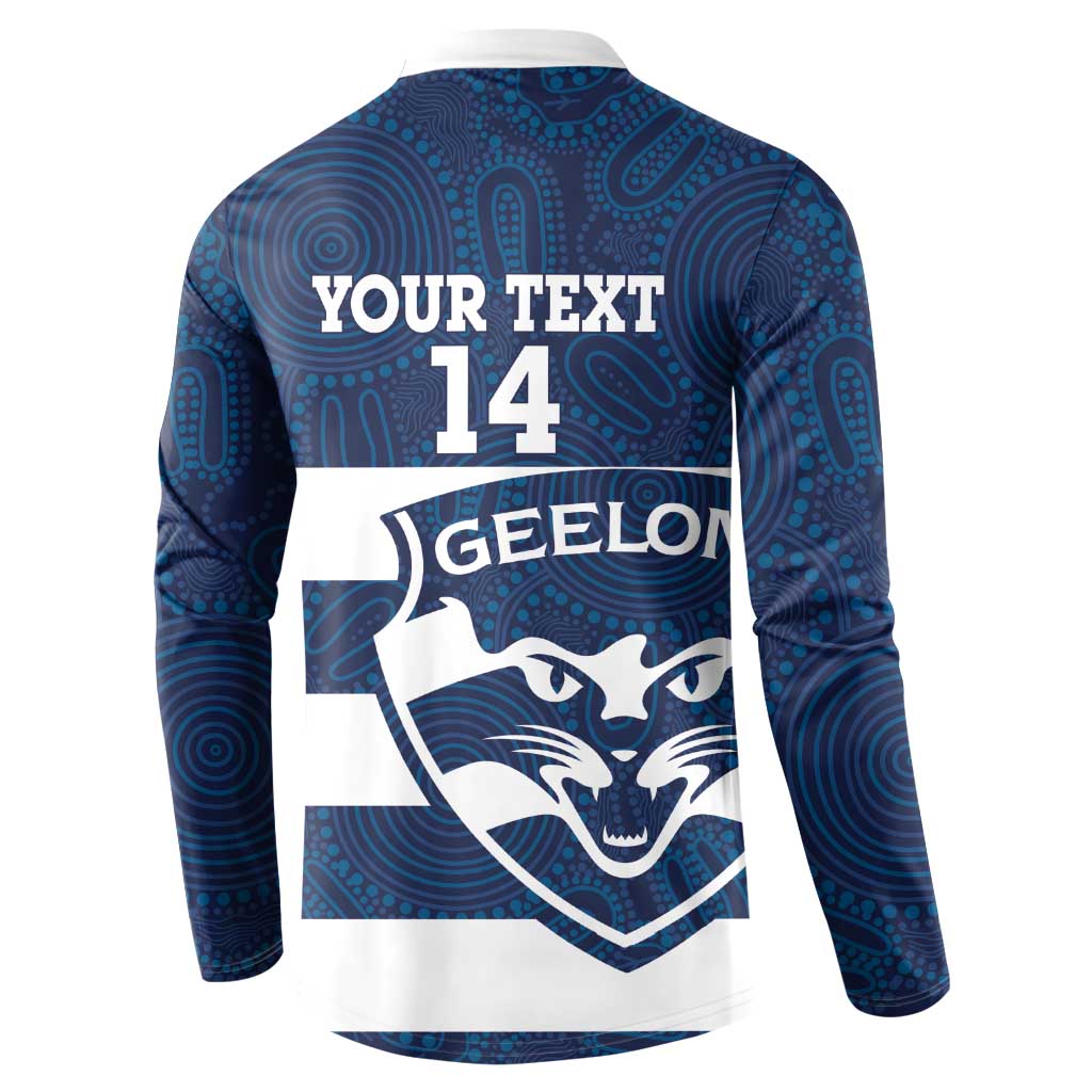 AFL Cats Football Custom Button Sweatshirt Geelong Proud Indigenous Art - Aussie Hoodie