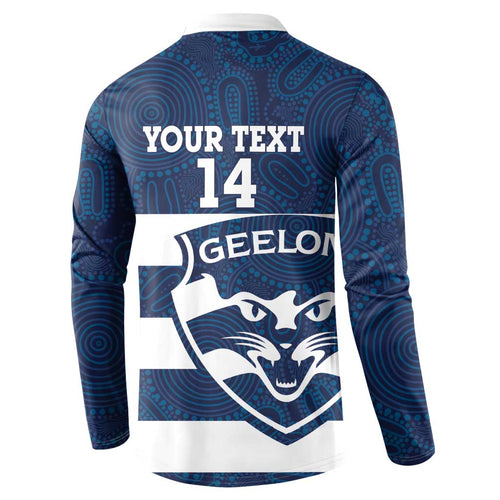 AFL Cats Football Custom Button Sweatshirt Geelong Proud Indigenous Art - Aussie Hoodie