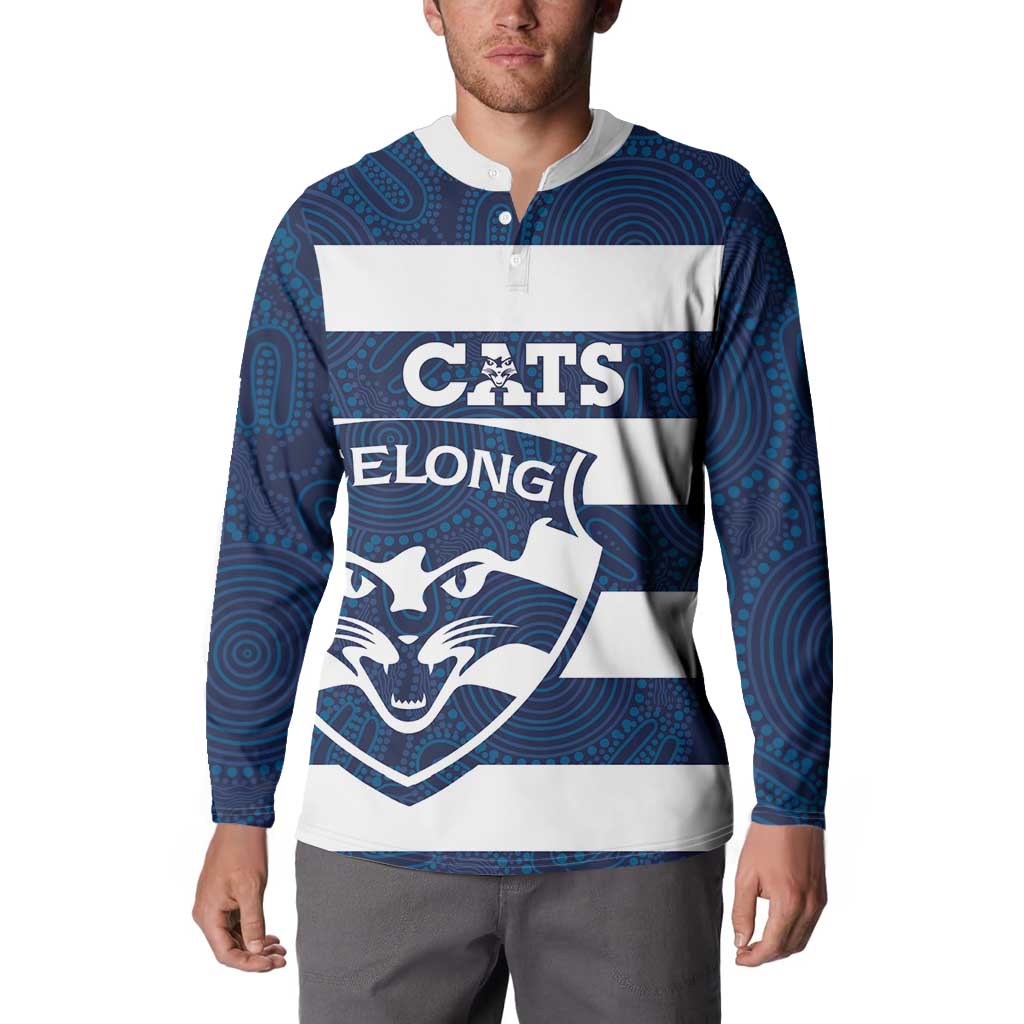 AFL Cats Football Custom Button Sweatshirt Geelong Proud Indigenous Art - Aussie Hoodie