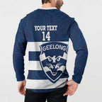 AFL Cats Football Custom Button Sweatshirt Geelong Proud Indigenous Art - Aussie Hoodie