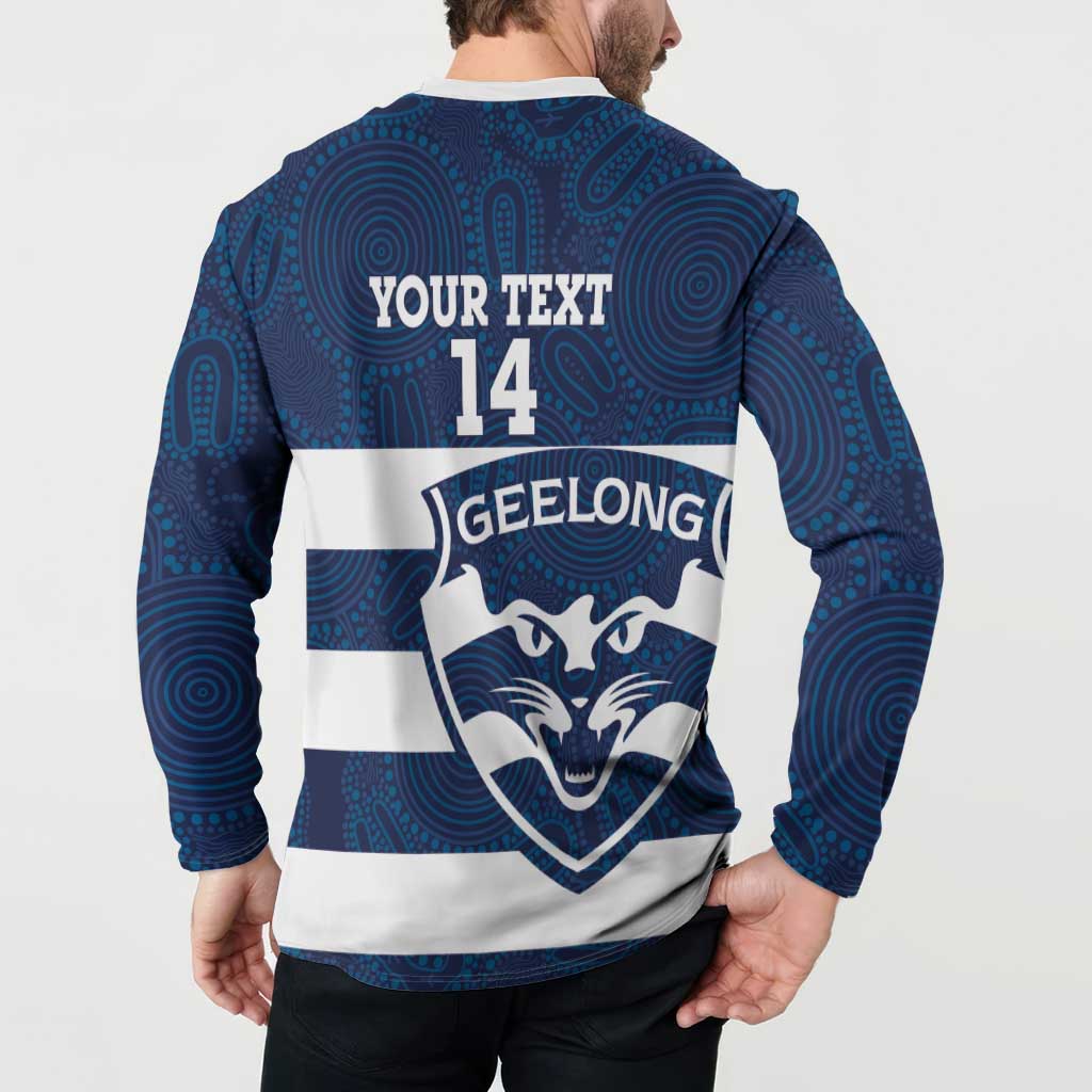 AFL Cats Football Custom Button Sweatshirt Geelong Proud Indigenous Art - Aussie Hoodie