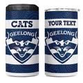 AFL Cats Football Custom 4 in 1 Can Cooler Tumbler Geelong Proud Indigenous Art - Aussie Hoodie