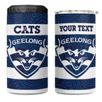 AFL Cats Football Custom 4 in 1 Can Cooler Tumbler Geelong Proud Indigenous Art - Aussie Hoodie