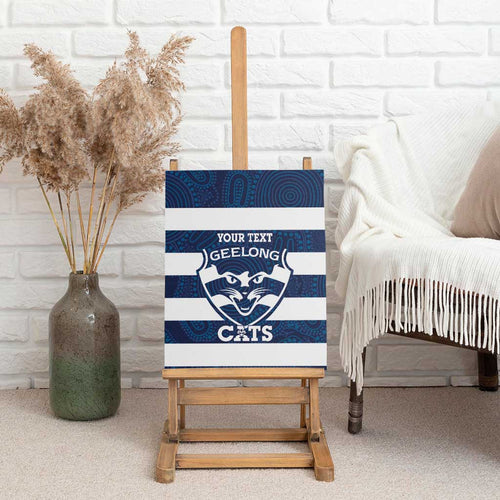 AFL Cats Football Custom Canvas Wall Art Geelong Proud Indigenous Art - Aussie Hoodie