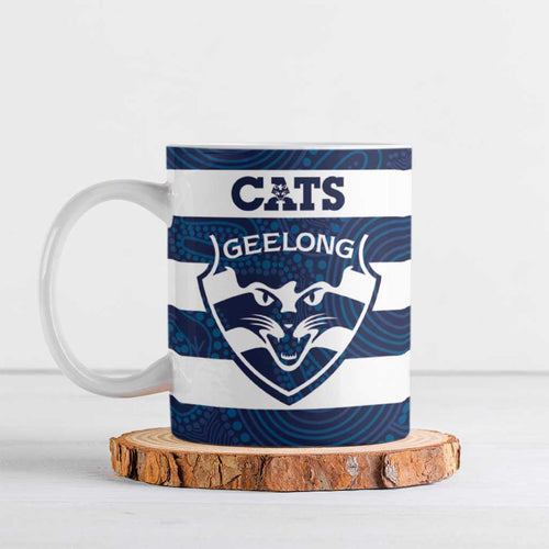 AFL Cats Football Custom Ceramic Mug Geelong Proud Indigenous Art - Aussie Hoodie