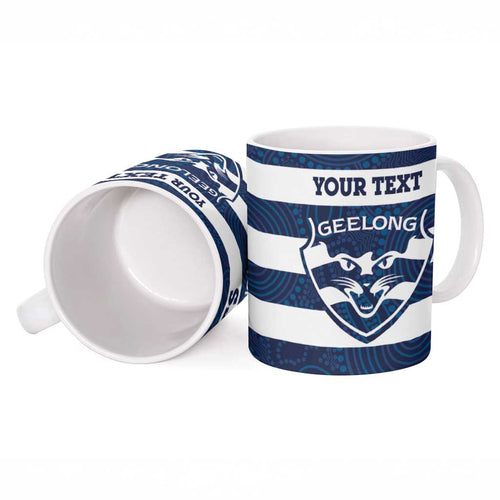 AFL Cats Football Custom Ceramic Mug Geelong Proud Indigenous Art - Aussie Hoodie