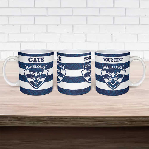 AFL Cats Football Custom Ceramic Mug Geelong Proud Indigenous Art - Aussie Hoodie