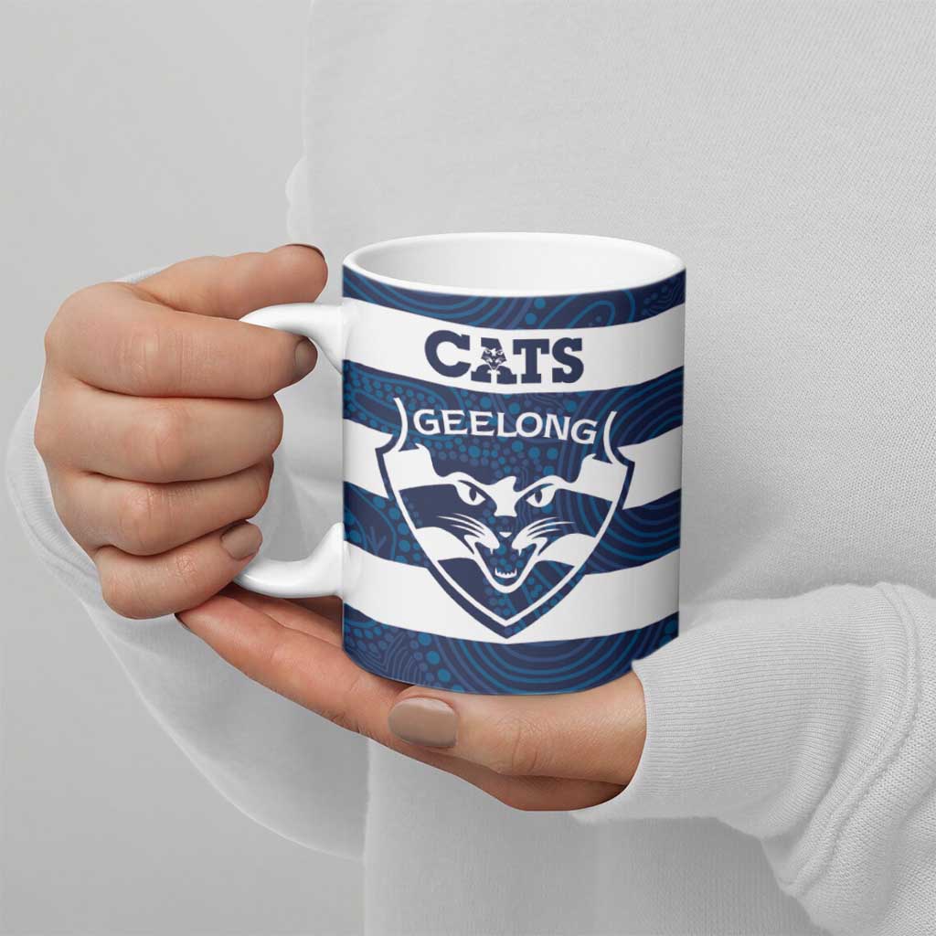 AFL Cats Football Custom Ceramic Mug Geelong Proud Indigenous Art - Aussie Hoodie