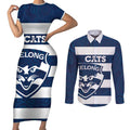 AFL Cats Football Custom Couples Matching Short Sleeve Bodycon Dress and Long Sleeve Button Shirt Geelong Proud Indigenous Art - Aussie Hoodie
