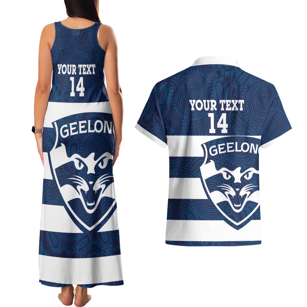 AFL Cats Football Custom Couples Matching Tank Maxi Dress and Hawaiian Shirt Geelong Proud Indigenous Art - Aussie Hoodie