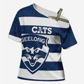 AFL Cats Football Custom Cross Shoulder Shirt Geelong Proud Indigenous Art - Aussie Hoodie