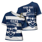 AFL Cats Football Custom Cross Shoulder Shirt Geelong Proud Indigenous Art - Aussie Hoodie