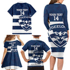 AFL Cats Football Custom Family Matching Long Sleeve Bodycon Dress and Hawaiian Shirt Geelong Proud Indigenous Art - Aussie Hoodie