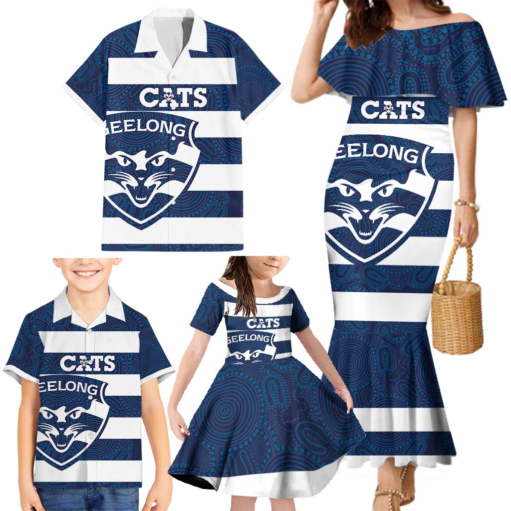 AFL Cats Football Custom Family Matching Mermaid Dress and Hawaiian Shirt Geelong Proud Indigenous Art - Aussie Hoodie