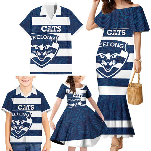 AFL Cats Football Custom Family Matching Mermaid Dress and Hawaiian Shirt Geelong Proud Indigenous Art - Aussie Hoodie