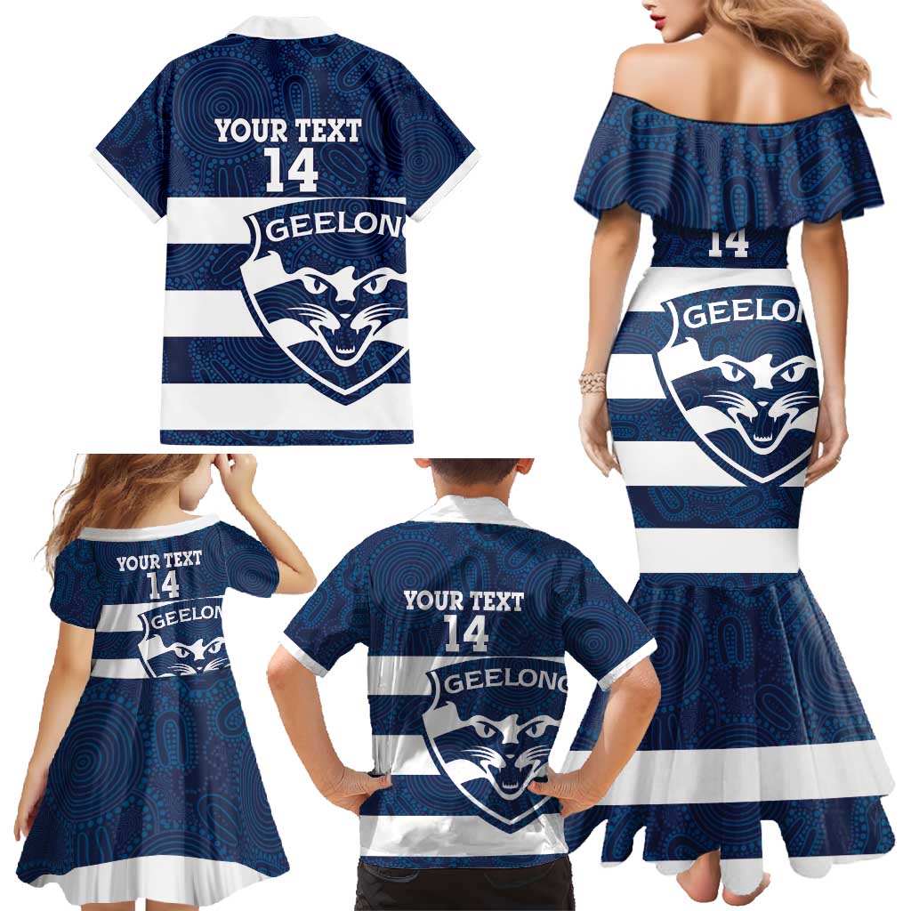 AFL Cats Football Custom Family Matching Mermaid Dress and Hawaiian Shirt Geelong Proud Indigenous Art - Aussie Hoodie