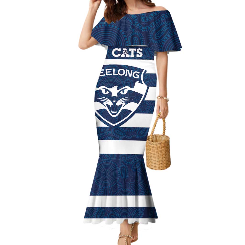 AFL Cats Football Custom Family Matching Mermaid Dress and Hawaiian Shirt Geelong Proud Indigenous Art - Aussie Hoodie