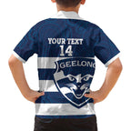 AFL Cats Football Custom Family Matching Off The Shoulder Long Sleeve Dress and Hawaiian Shirt Geelong Proud Indigenous Art - Aussie Hoodie