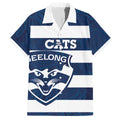 AFL Cats Football Custom Family Matching Off The Shoulder Long Sleeve Dress and Hawaiian Shirt Geelong Proud Indigenous Art - Aussie Hoodie