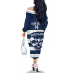 AFL Cats Football Custom Family Matching Off The Shoulder Long Sleeve Dress and Hawaiian Shirt Geelong Proud Indigenous Art - Aussie Hoodie