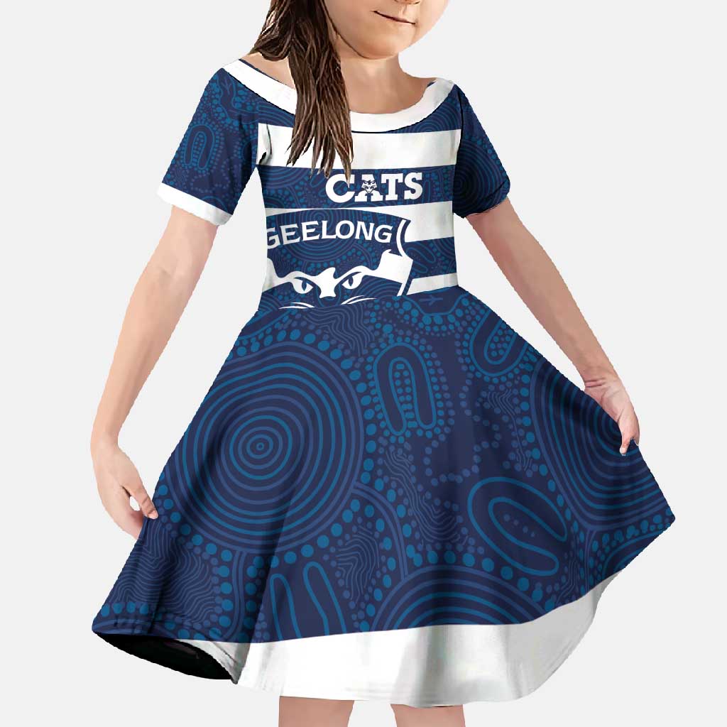 AFL Cats Football Custom Family Matching Off Shoulder Maxi Dress and Hawaiian Shirt Geelong Proud Indigenous Art - Aussie Hoodie