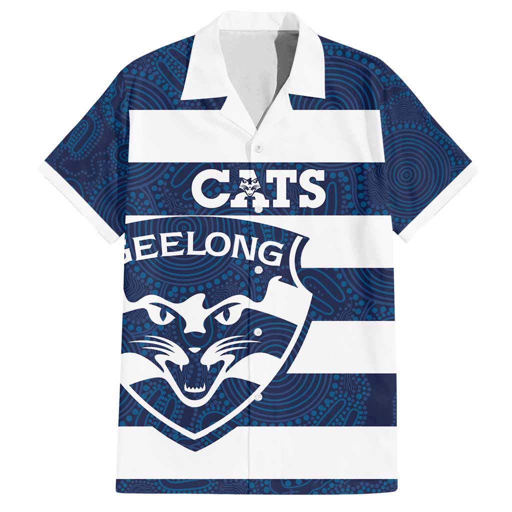 AFL Cats Football Custom Family Matching Off Shoulder Maxi Dress and Hawaiian Shirt Geelong Proud Indigenous Art - Aussie Hoodie