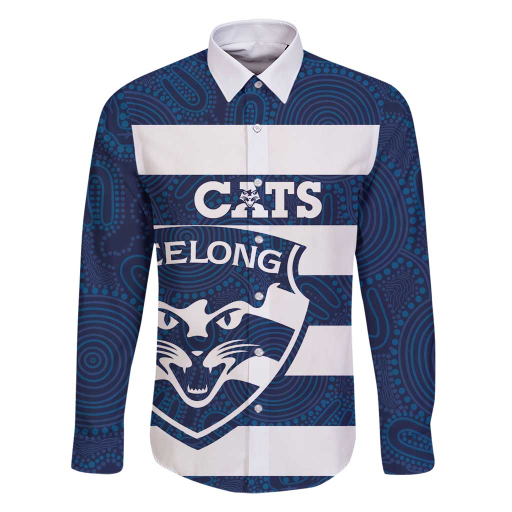 AFL Cats Football Custom Family Matching Off Shoulder Maxi Dress and Hawaiian Shirt Geelong Proud Indigenous Art - Aussie Hoodie