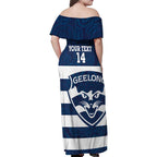 AFL Cats Football Custom Family Matching Off Shoulder Maxi Dress and Hawaiian Shirt Geelong Proud Indigenous Art - Aussie Hoodie