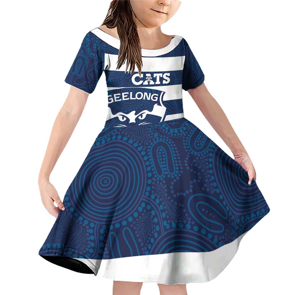 AFL Cats Football Custom Family Matching Off Shoulder Short Dress and Hawaiian Shirt Geelong Proud Indigenous Art - Aussie Hoodie